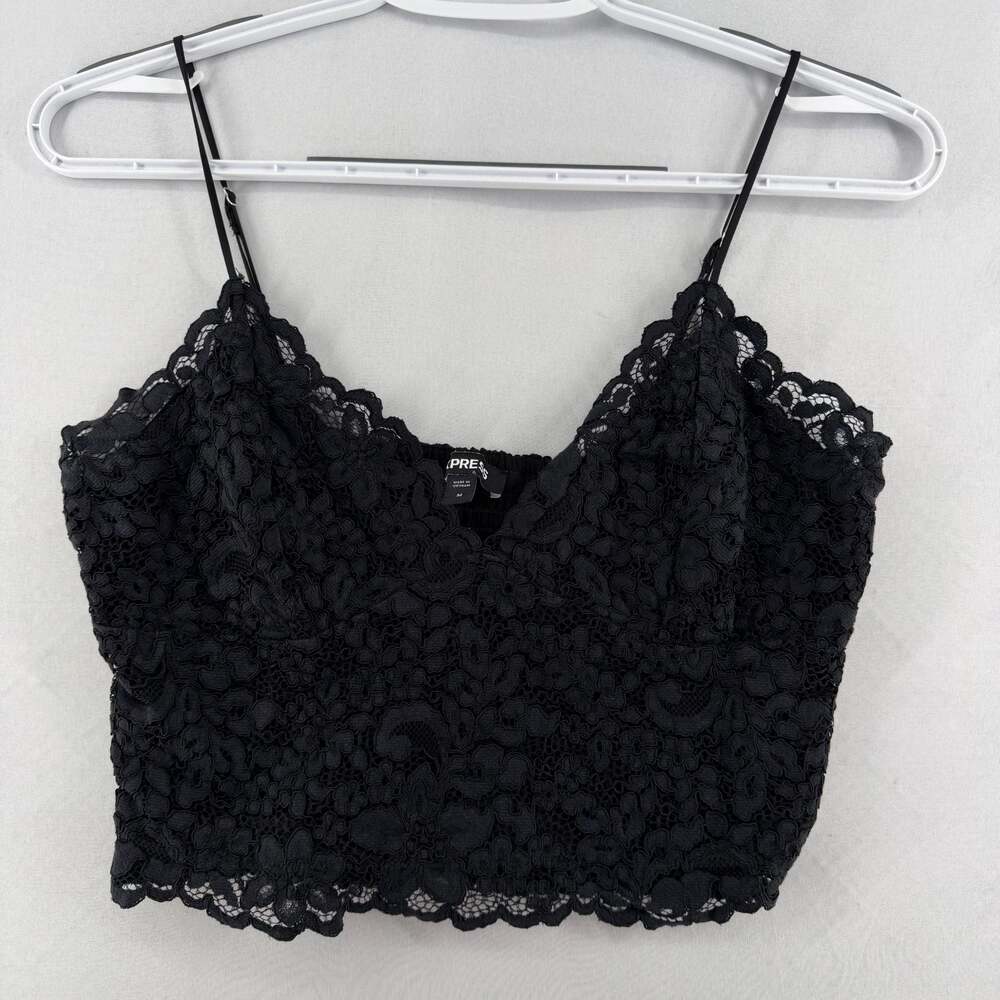 0553 Medium Express Black Lace Cropped Cami Top